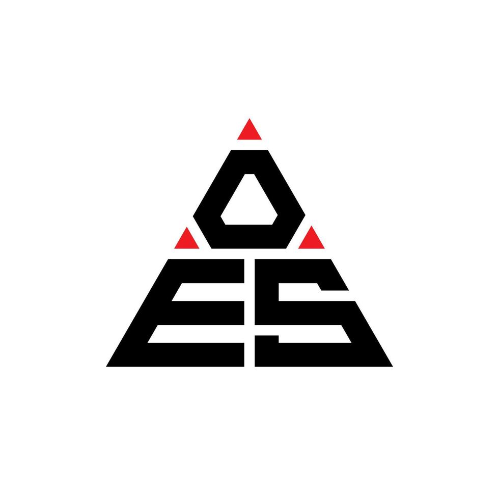 oes triangelbokstavslogotypdesign med triangelform. oes triangel logotyp design monogram. oes triangel vektor logotyp mall med röd färg. oes trekantig logotyp enkel, elegant och lyxig logotyp.