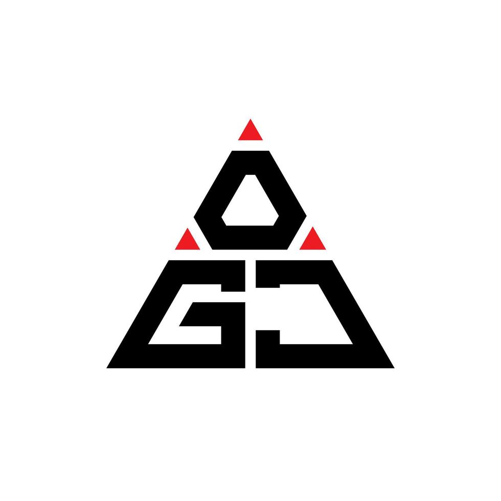 ogj triangel bokstavslogotypdesign med triangelform. ogj triangel logotyp design monogram. ogj triangel vektor logotyp mall med röd färg. ogj triangulär logotyp enkel, elegant och lyxig logotyp.