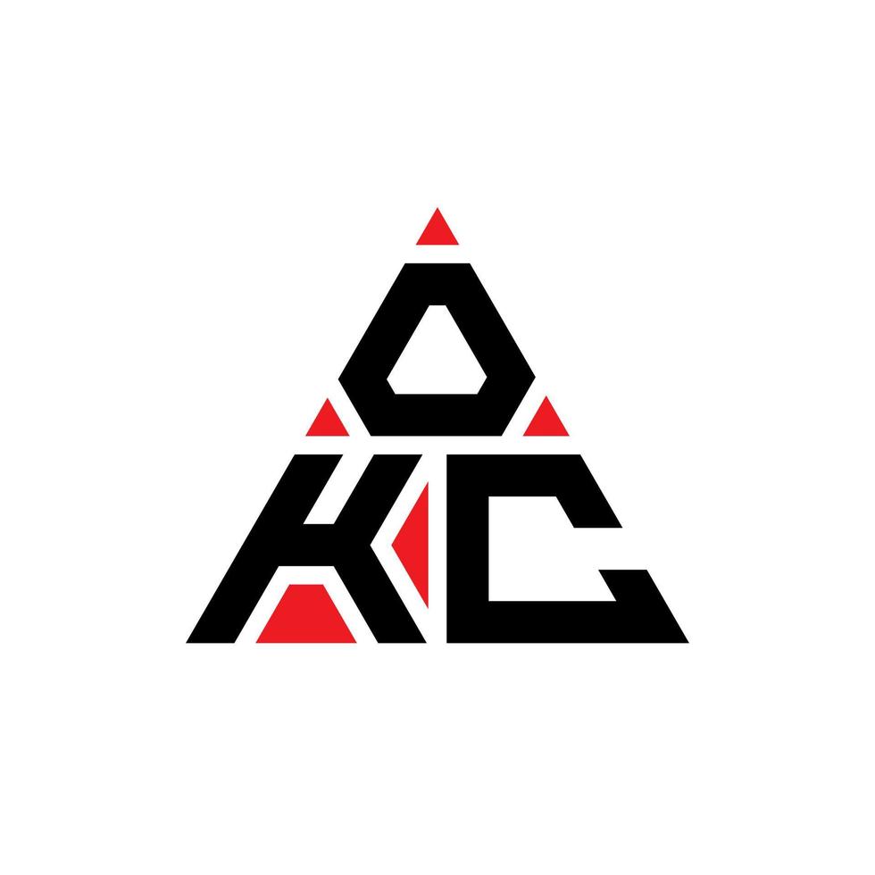 okc triangel bokstavslogotypdesign med triangelform. okc triangel logotyp design monogram. okc triangel vektor logotyp mall med röd färg. okc triangulär logotyp enkel, elegant och lyxig logotyp.