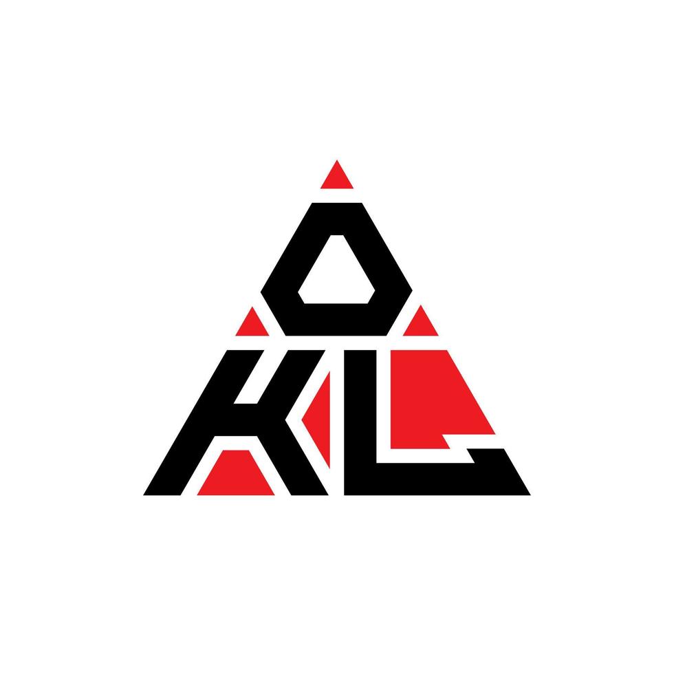 Okl Dreiecksbuchstaben-Logo-Design mit Dreiecksform. Okl-Dreieck-Logo-Design-Monogramm. OKL-Dreieck-Vektor-Logo-Vorlage mit roter Farbe. okl dreieckiges Logo einfaches, elegantes und luxuriöses Logo. vektor