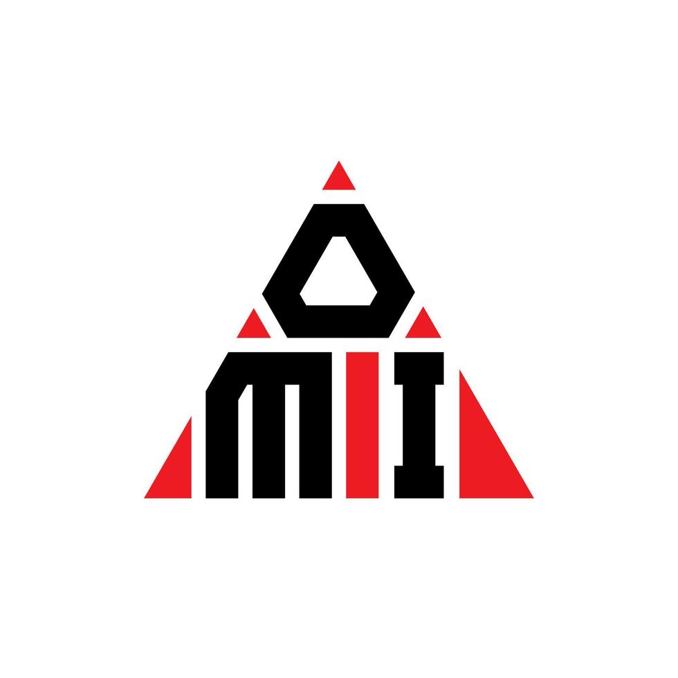 omi triangel bokstavslogotypdesign med triangelform. omi triangel logotyp design monogram. omi triangel vektor logotyp mall med röd färg. omi triangulär logotyp enkel, elegant och lyxig logotyp.