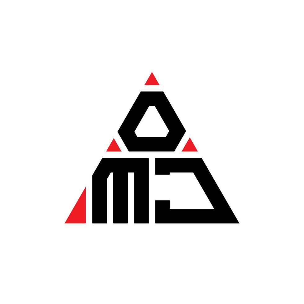 Omj-Dreieck-Buchstaben-Logo-Design mit Dreiecksform. Omj-Dreieck-Logo-Design-Monogramm. Omj-Dreieck-Vektor-Logo-Vorlage mit roter Farbe. omj dreieckiges Logo einfaches, elegantes und luxuriöses Logo. vektor