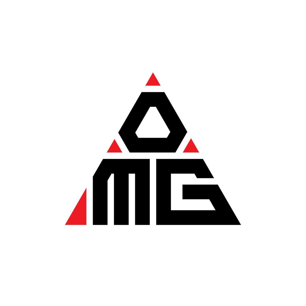 omg triangel bokstavslogotypdesign med triangelform. omg triangel logotyp design monogram. omg triangel vektor logotyp mall med röd färg. omg triangulär logotyp enkel, elegant och lyxig logotyp.