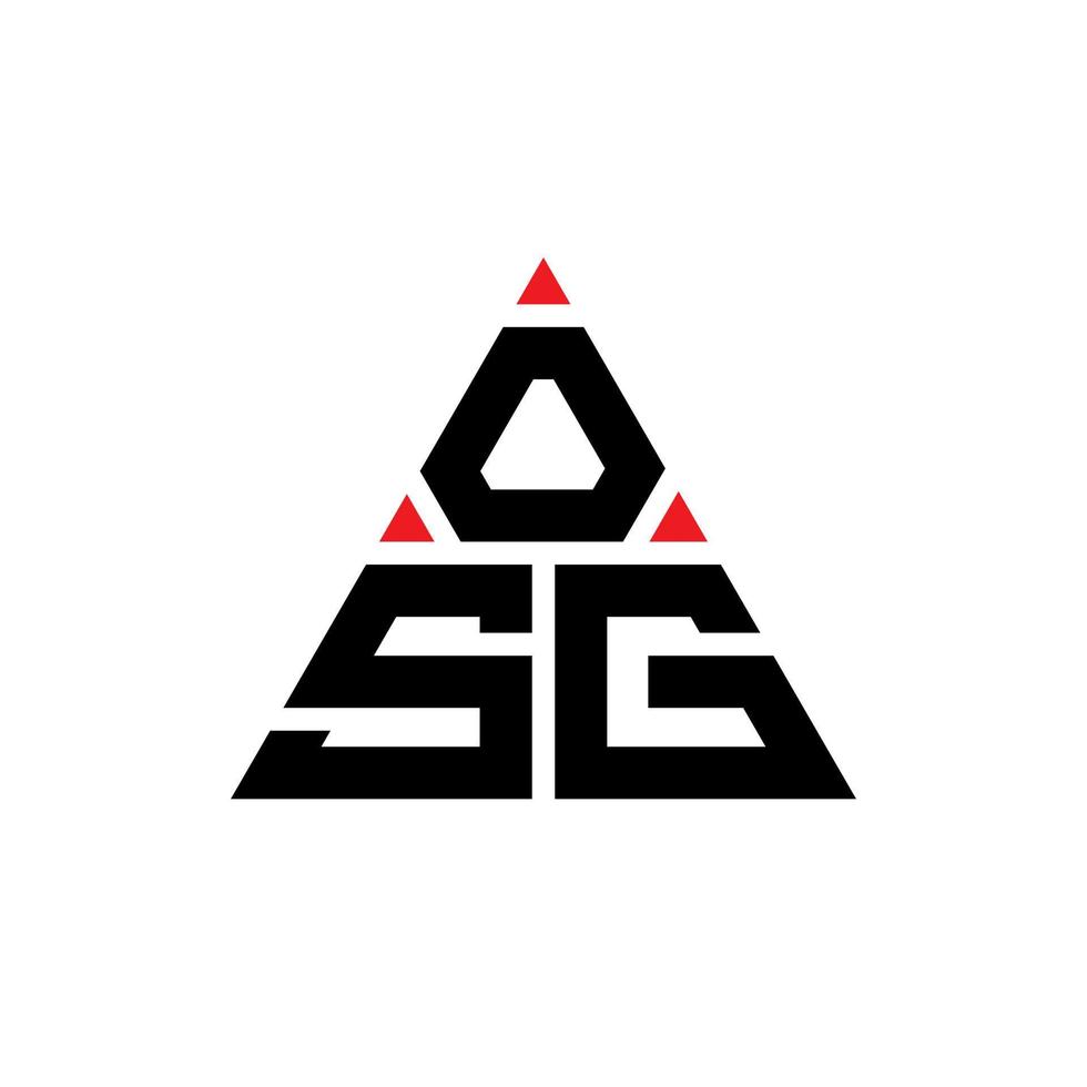 osg triangel bokstavslogotyp design med triangelform. osg triangel logotyp design monogram. osg triangel vektor logotyp mall med röd färg. osg triangulär logotyp enkel, elegant och lyxig logotyp.