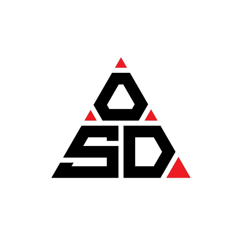 OSD-Dreieck-Buchstaben-Logo-Design mit Dreiecksform. OSD-Dreieck-Logo-Design-Monogramm. OSD-Dreieck-Vektor-Logo-Vorlage mit roter Farbe. OSD dreieckiges Logo einfaches, elegantes und luxuriöses Logo. vektor