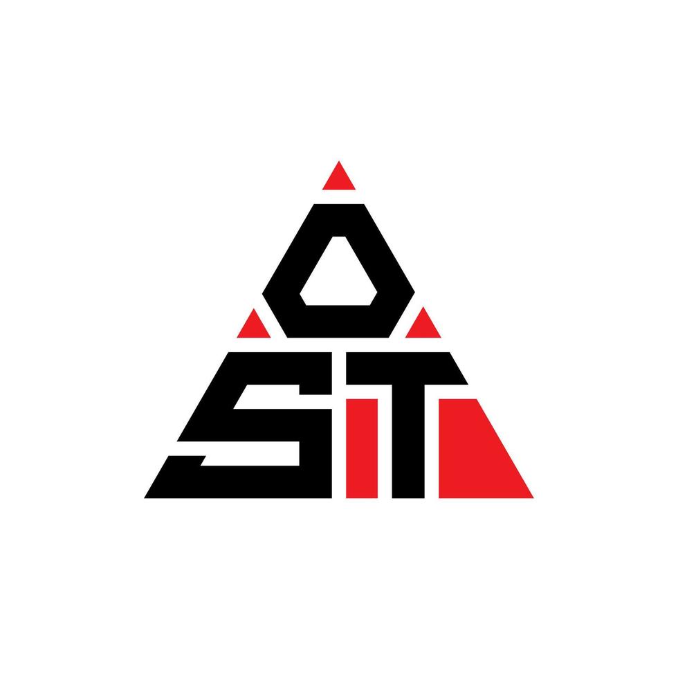 Ost-Dreieck-Buchstaben-Logo-Design mit Dreiecksform. Ost-Dreieck-Logo-Design-Monogramm. Ost-Dreieck-Vektor-Logo-Vorlage mit roter Farbe. ost dreieckiges Logo einfaches, elegantes und luxuriöses Logo. vektor