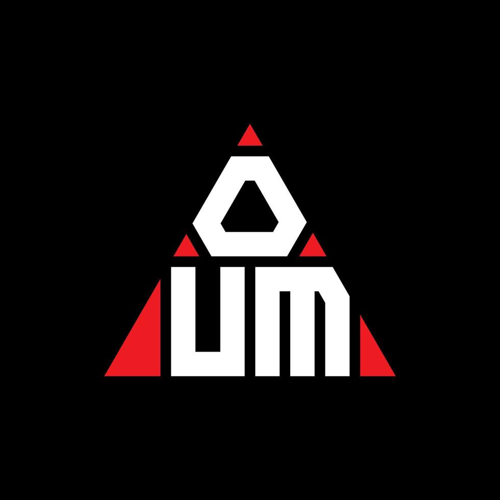 OUM Dreiecksbuchstaben-Logo-Design mit Dreiecksform. OUM-Dreieck-Logo-Design-Monogramm. Oum-Dreieck-Vektor-Logo-Vorlage mit roter Farbe. oum dreieckiges Logo einfaches, elegantes und luxuriöses Logo. vektor