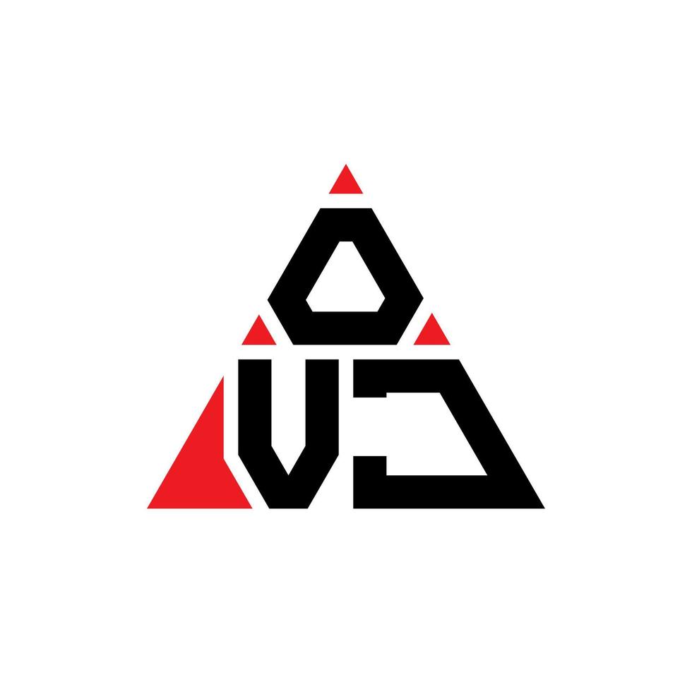 ovj triangel bokstavslogotypdesign med triangelform. ovj triangel logotyp design monogram. ovj triangel vektor logotyp mall med röd färg. ovj triangulär logotyp enkel, elegant och lyxig logotyp.