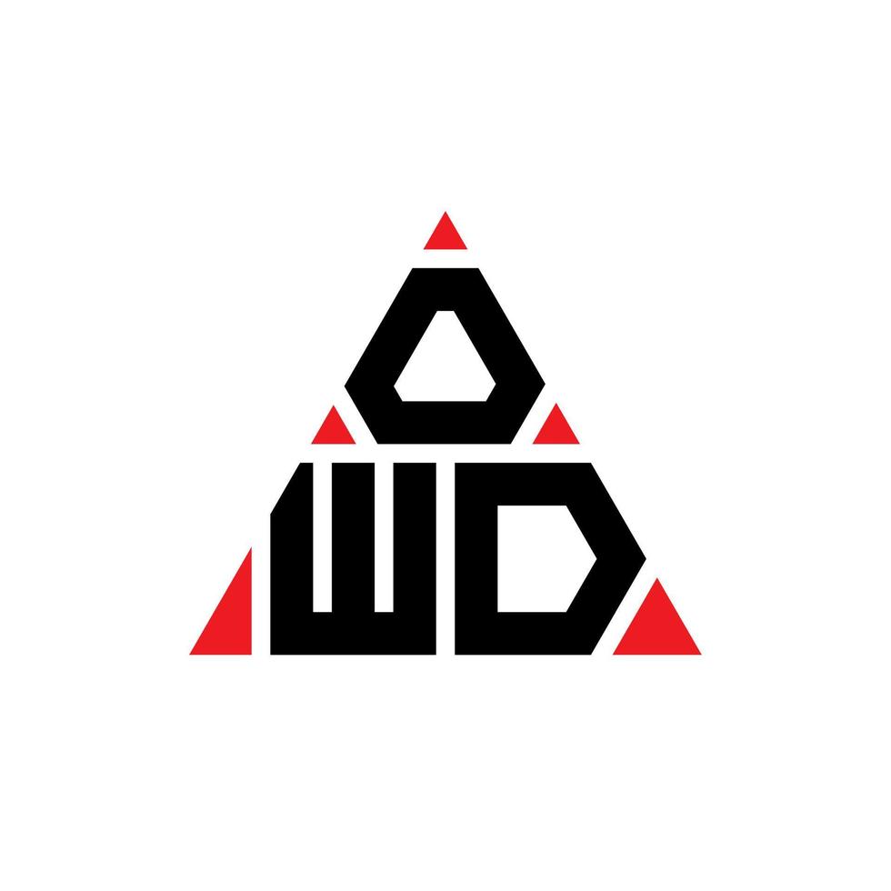 owd-Dreieck-Buchstaben-Logo-Design mit Dreiecksform. owd Dreieck-Logo-Design-Monogramm. owd-Dreieck-Vektor-Logo-Vorlage mit roter Farbe. owd dreieckiges Logo einfaches, elegantes und luxuriöses Logo. vektor