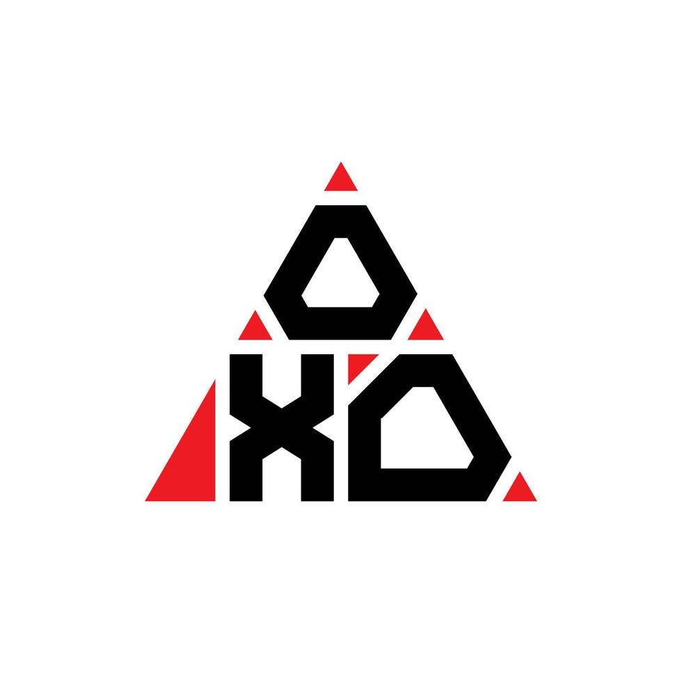 oxo triangel bokstavslogotypdesign med triangelform. oxo triangel logotyp design monogram. oxo triangel vektor logotyp mall med röd färg. oxo triangulär logotyp enkel, elegant och lyxig logotyp.
