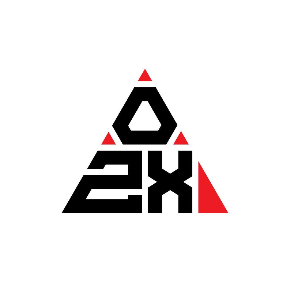 ozx triangel bokstavslogotypdesign med triangelform. ozx triangel logotyp design monogram. ozx triangel vektor logotyp mall med röd färg. ozx triangulär logotyp enkel, elegant och lyxig logotyp.