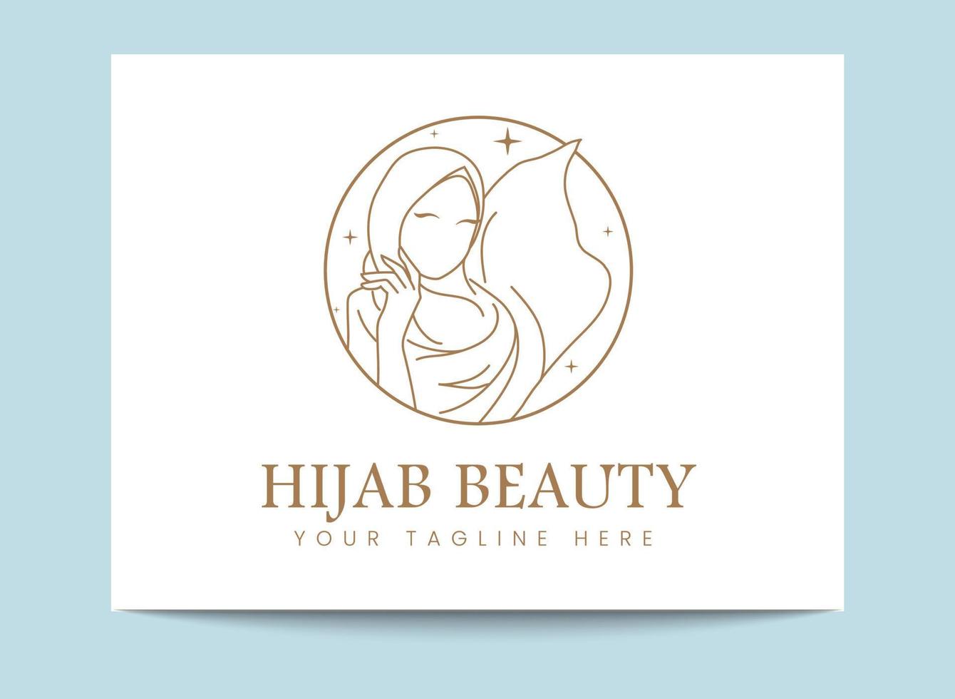 linjär konst kreativ enkel minimal muslimska kvinnor som bär hijab emblem logotyp mall för hijab mode, blygsamt mode eller skönhet vektor