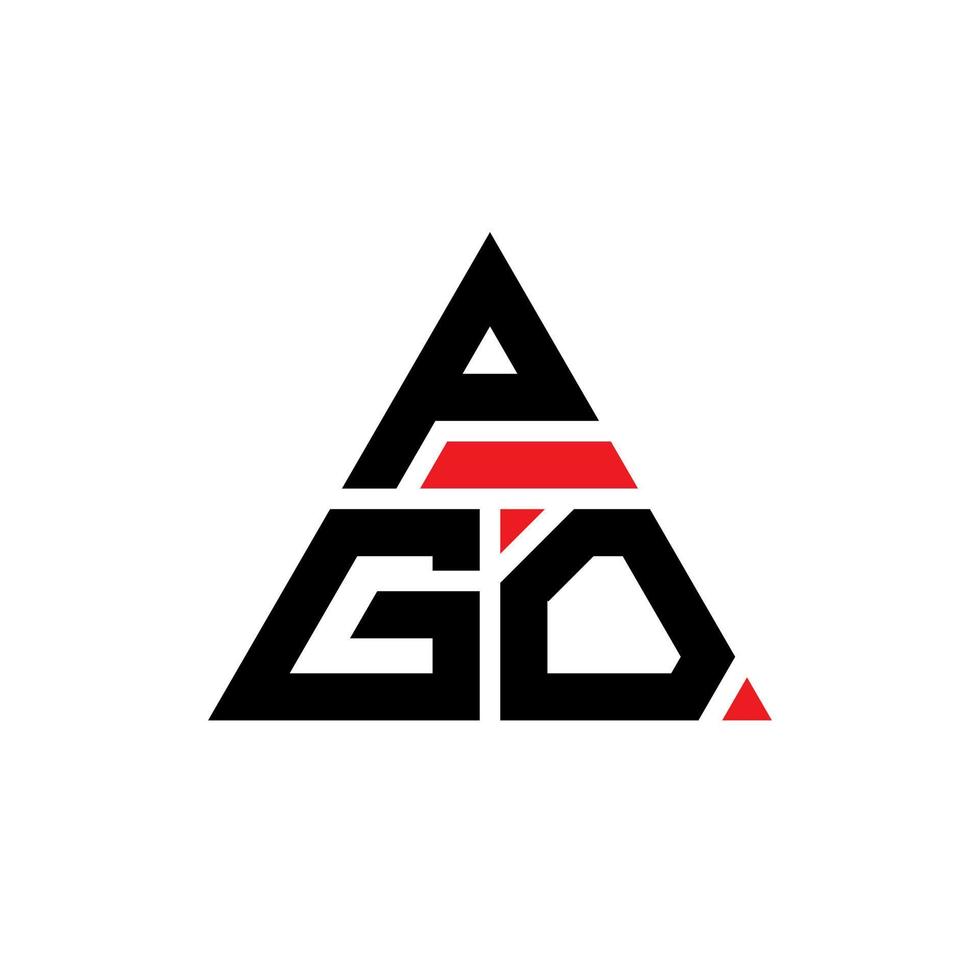 pgo-Dreieck-Buchstaben-Logo-Design mit Dreiecksform. Pgo-Dreieck-Logo-Design-Monogramm. pgo-Dreieck-Vektor-Logo-Vorlage mit roter Farbe. pgo dreieckiges Logo einfaches, elegantes und luxuriöses Logo. vektor