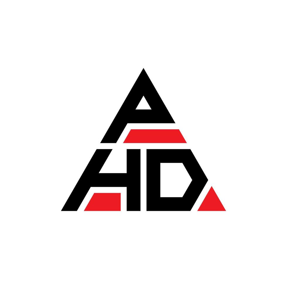 Phd-Dreieck-Buchstaben-Logo-Design mit Dreiecksform. Phd-Dreieck-Logo-Design-Monogramm. Phd-Dreieck-Vektor-Logo-Vorlage mit roter Farbe. dreieckiges phd-logo einfaches, elegantes und luxuriöses logo. vektor