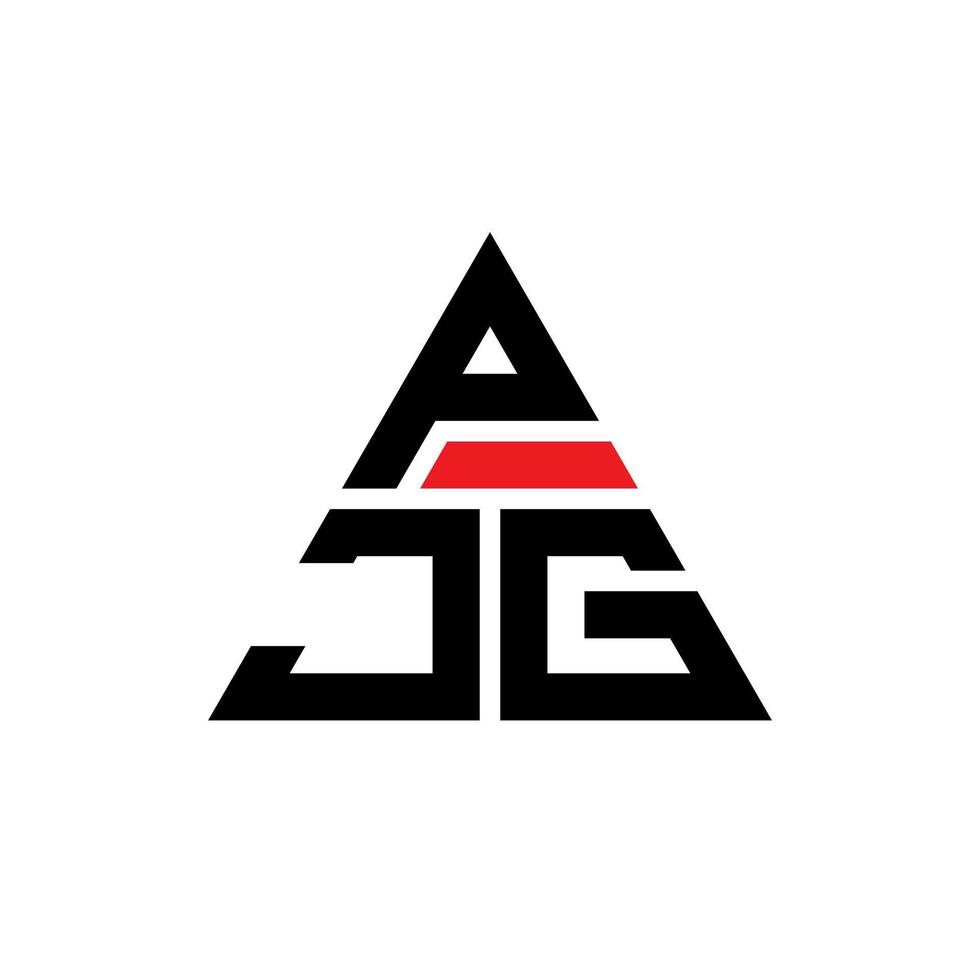 pjg triangel bokstavslogotypdesign med triangelform. pjg triangel logotyp design monogram. pjg triangel vektor logotyp mall med röd färg. pjg triangulär logotyp enkel, elegant och lyxig logotyp.