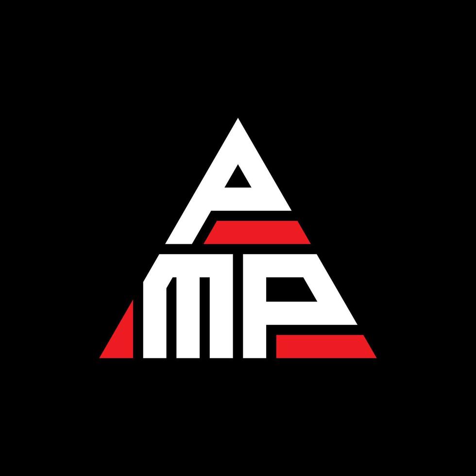 PMP-Dreieck-Buchstaben-Logo-Design mit Dreiecksform. PMP-Dreieck-Logo-Design-Monogramm. pmp-Dreieck-Vektor-Logo-Vorlage mit roter Farbe. pmp dreieckiges Logo einfaches, elegantes und luxuriöses Logo. vektor
