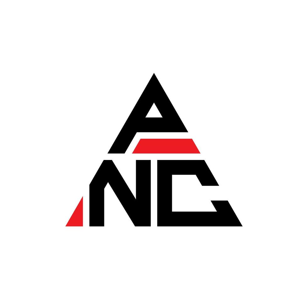 pnc triangel bokstavslogotypdesign med triangelform. pnc triangel logotyp design monogram. pnc triangel vektor logotyp mall med röd färg. pnc triangulär logotyp enkel, elegant och lyxig logotyp.