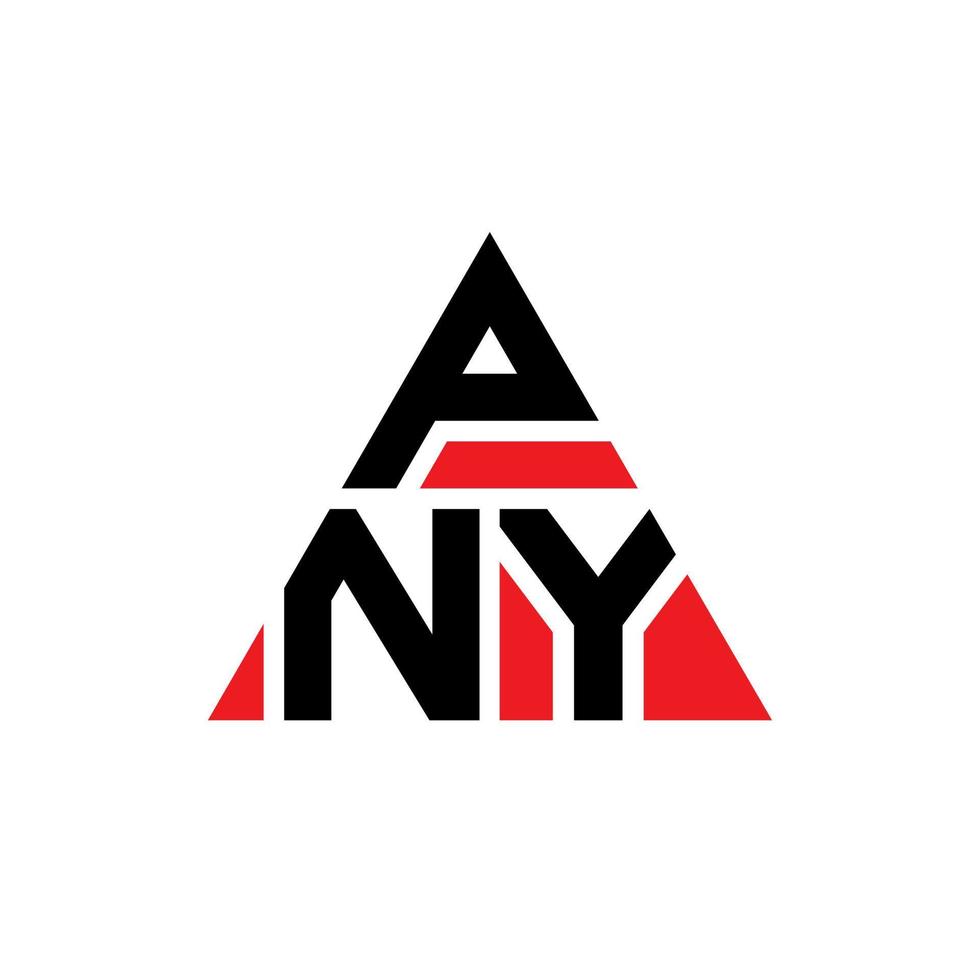 pny-Dreieck-Buchstaben-Logo-Design mit Dreiecksform. Pny-Dreieck-Logo-Design-Monogramm. pny-Dreieck-Vektor-Logo-Vorlage mit roter Farbe. pny dreieckiges Logo einfaches, elegantes und luxuriöses Logo. vektor