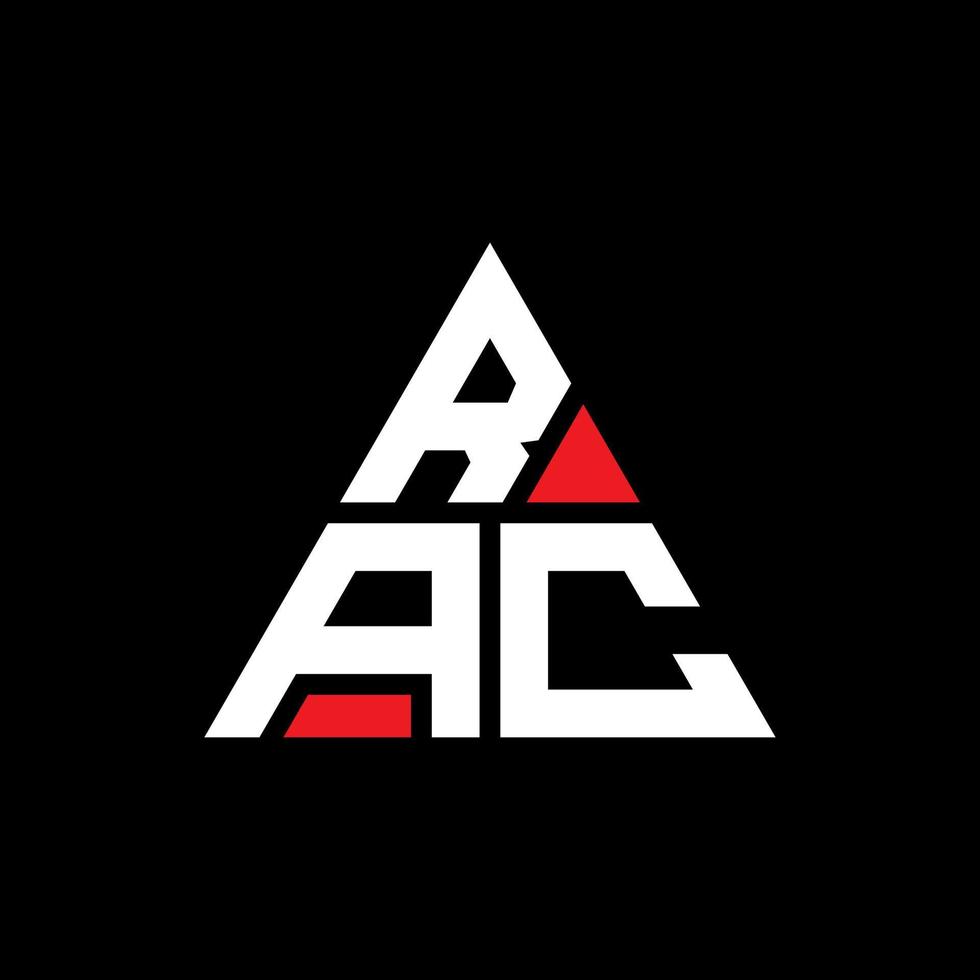 rac-Dreieck-Buchstaben-Logo-Design mit Dreiecksform. rac-Dreieck-Logo-Design-Monogramm. rac-Dreieck-Vektor-Logo-Vorlage mit roter Farbe. rac dreieckiges logo einfaches, elegantes und luxuriöses logo. vektor