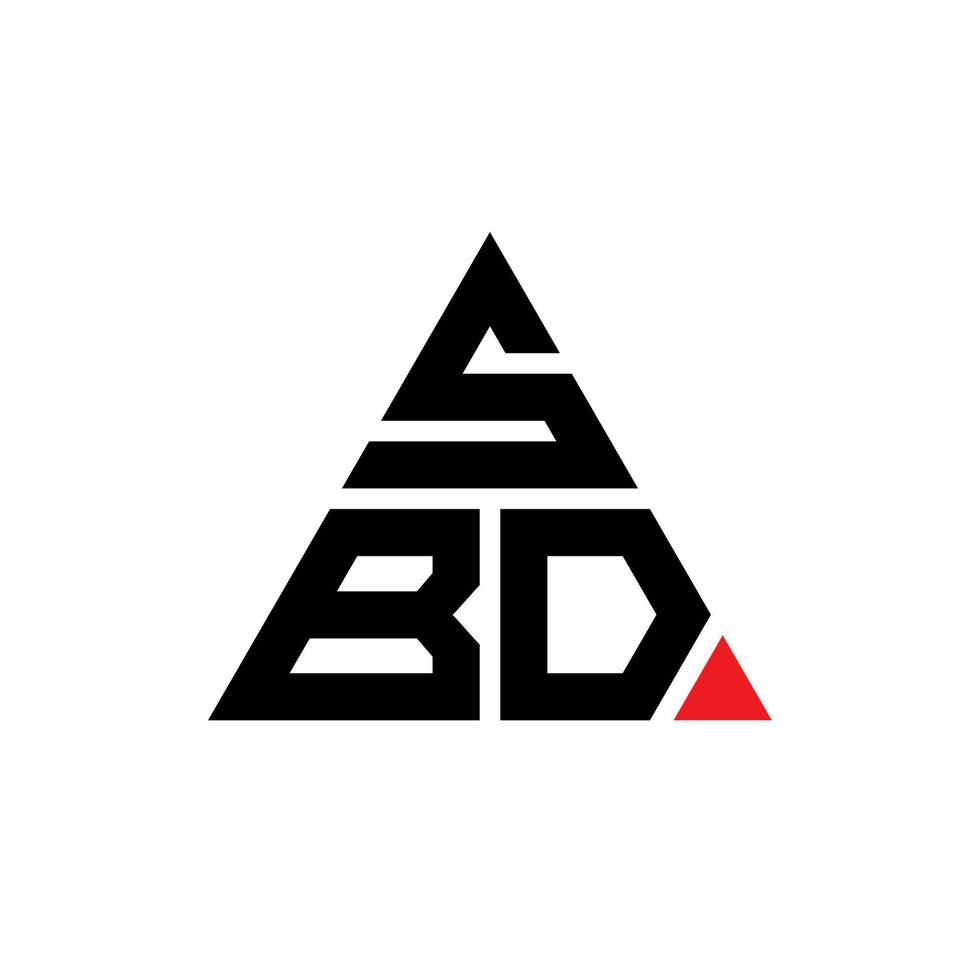 sbd triangel bokstavslogotypdesign med triangelform. sbd triangel logotyp design monogram. sbd triangel vektor logotyp mall med röd färg. sbd triangulär logotyp enkel, elegant och lyxig logotyp.