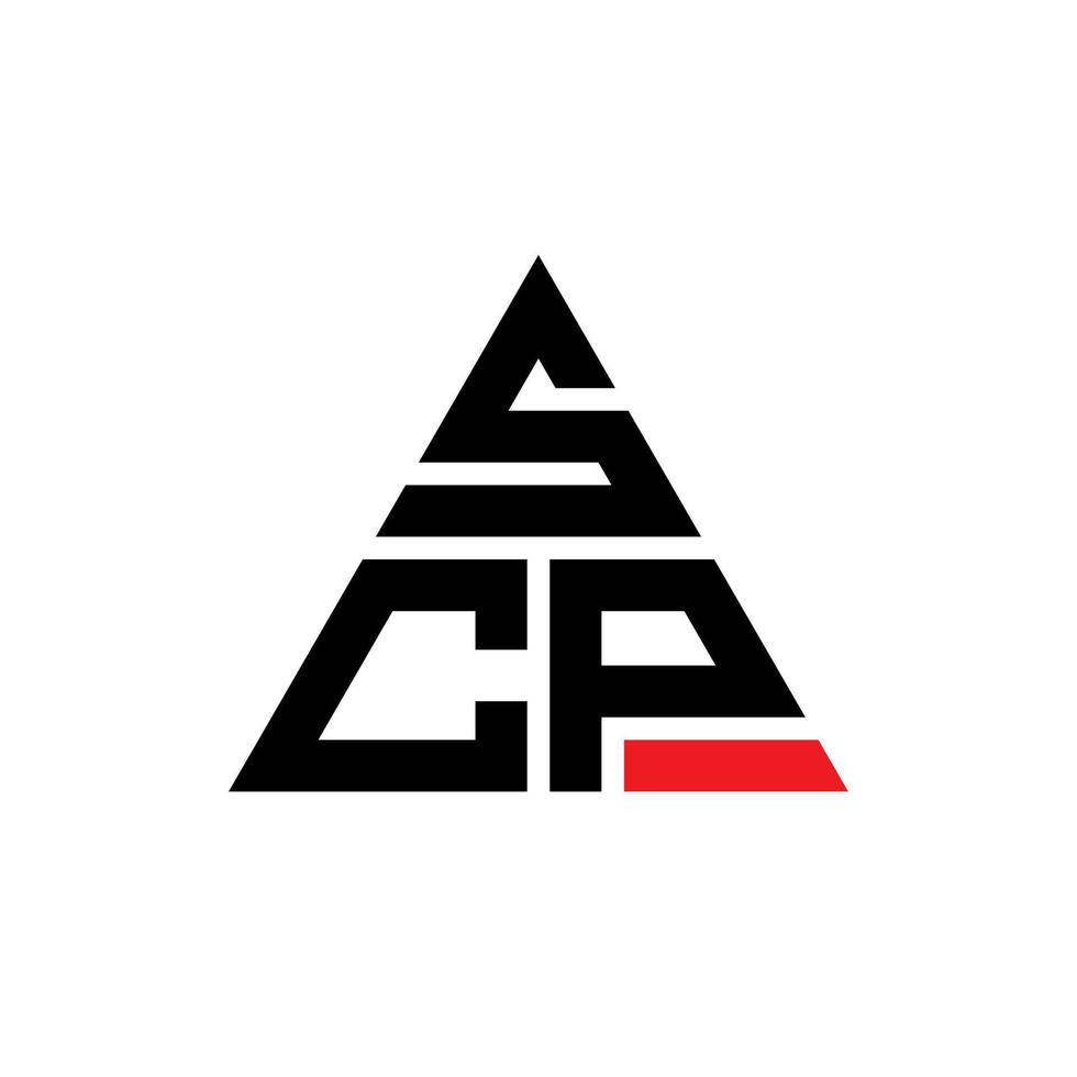 scp-Dreieck-Buchstaben-Logo-Design mit Dreiecksform. scp-Dreieck-Logo-Design-Monogramm. scp-Dreieck-Vektor-Logo-Vorlage mit roter Farbe. scp dreieckiges Logo einfaches, elegantes und luxuriöses Logo. vektor