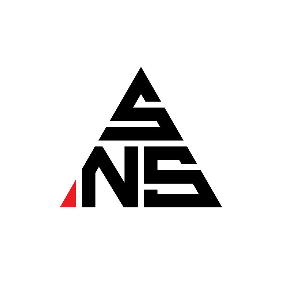 sns triangel bokstavslogotypdesign med triangelform. sns triangel logotyp design monogram. sns triangel vektor logotyp mall med röd färg. sns trekantiga logotyp enkel, elegant och lyxig logotyp.