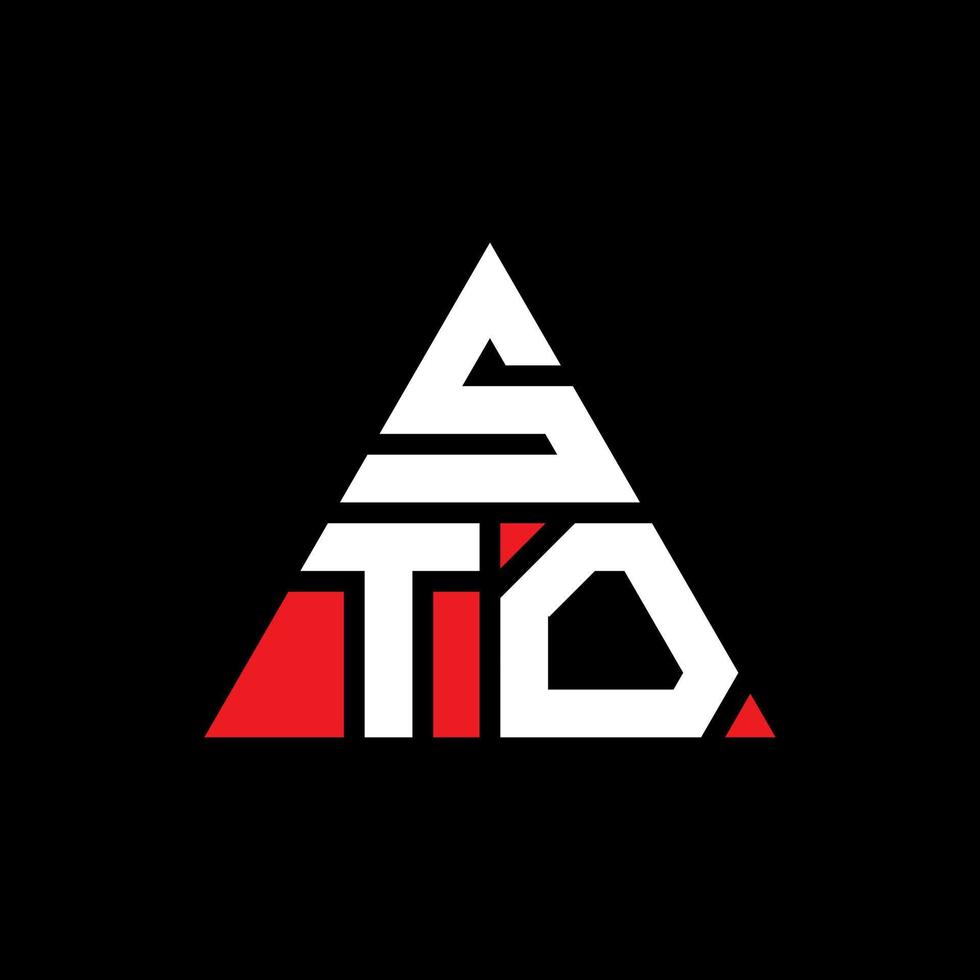 sto triangel bokstavslogotyp med triangelform. sto triangel logotyp design monogram. sto triangel vektor logotyp mall med röd färg. sto trekantig logotyp enkel, elegant och lyxig logotyp.