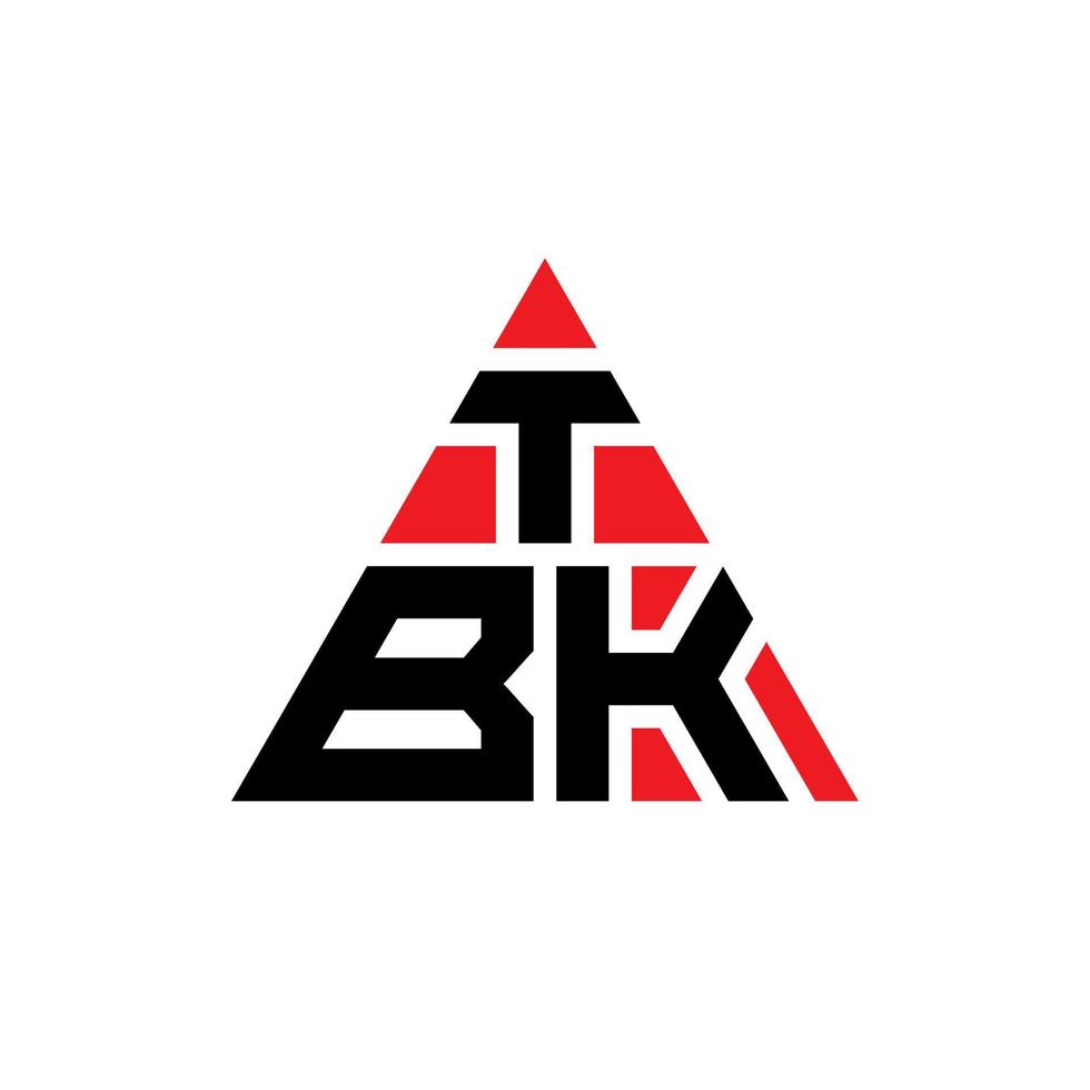 tbk-Dreieck-Buchstaben-Logo-Design mit Dreiecksform. tbk-Dreieck-Logo-Design-Monogramm. tbk-Dreieck-Vektor-Logo-Vorlage mit roter Farbe. tbk dreieckiges Logo einfaches, elegantes und luxuriöses Logo. vektor