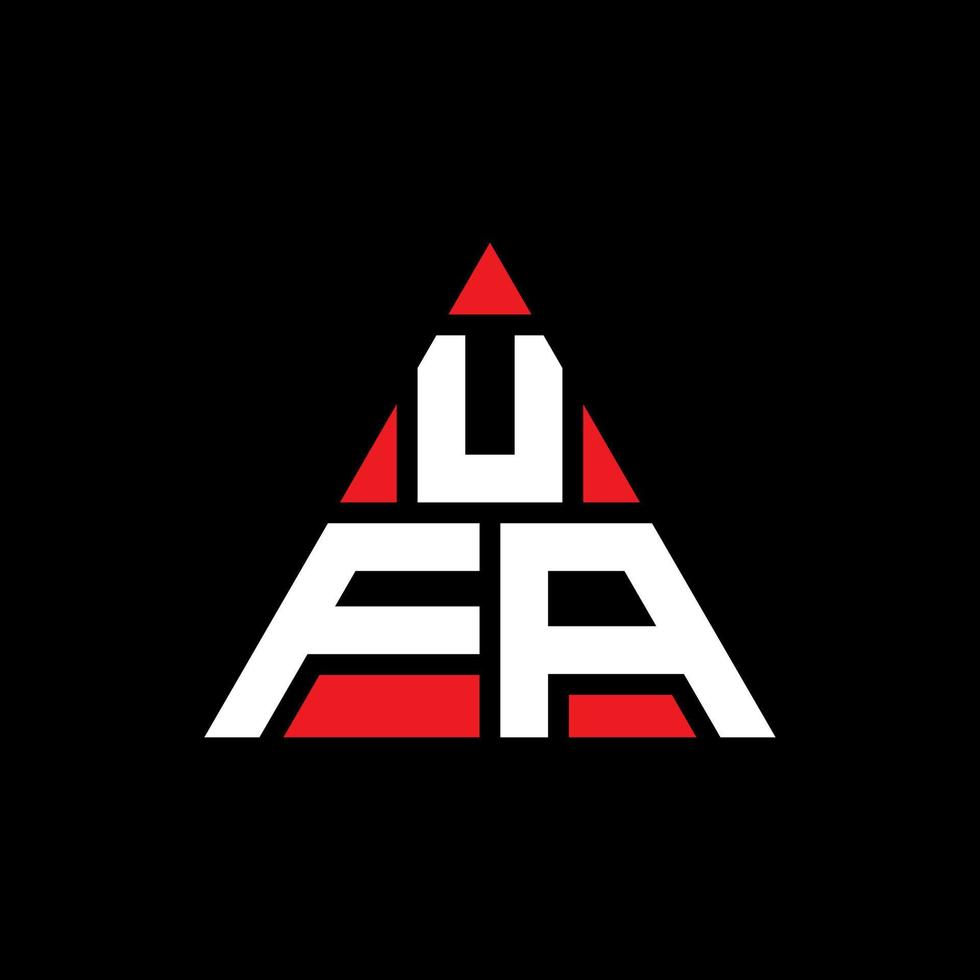 UFA-Dreieck-Buchstaben-Logo-Design mit Dreiecksform. UFA-Dreieck-Logo-Design-Monogramm. UFA-Dreieck-Vektor-Logo-Vorlage mit roter Farbe. ufa dreieckiges logo einfaches, elegantes und luxuriöses logo. vektor