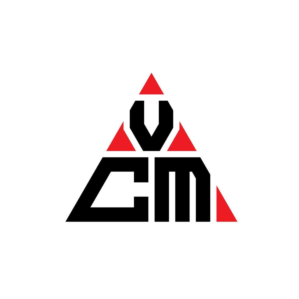 VCM-Dreieck-Buchstaben-Logo-Design mit Dreiecksform. VCM-Dreieck-Logo-Design-Monogramm. VCM-Dreieck-Vektor-Logo-Vorlage mit roter Farbe. vcm dreieckiges Logo einfaches, elegantes und luxuriöses Logo. vektor
