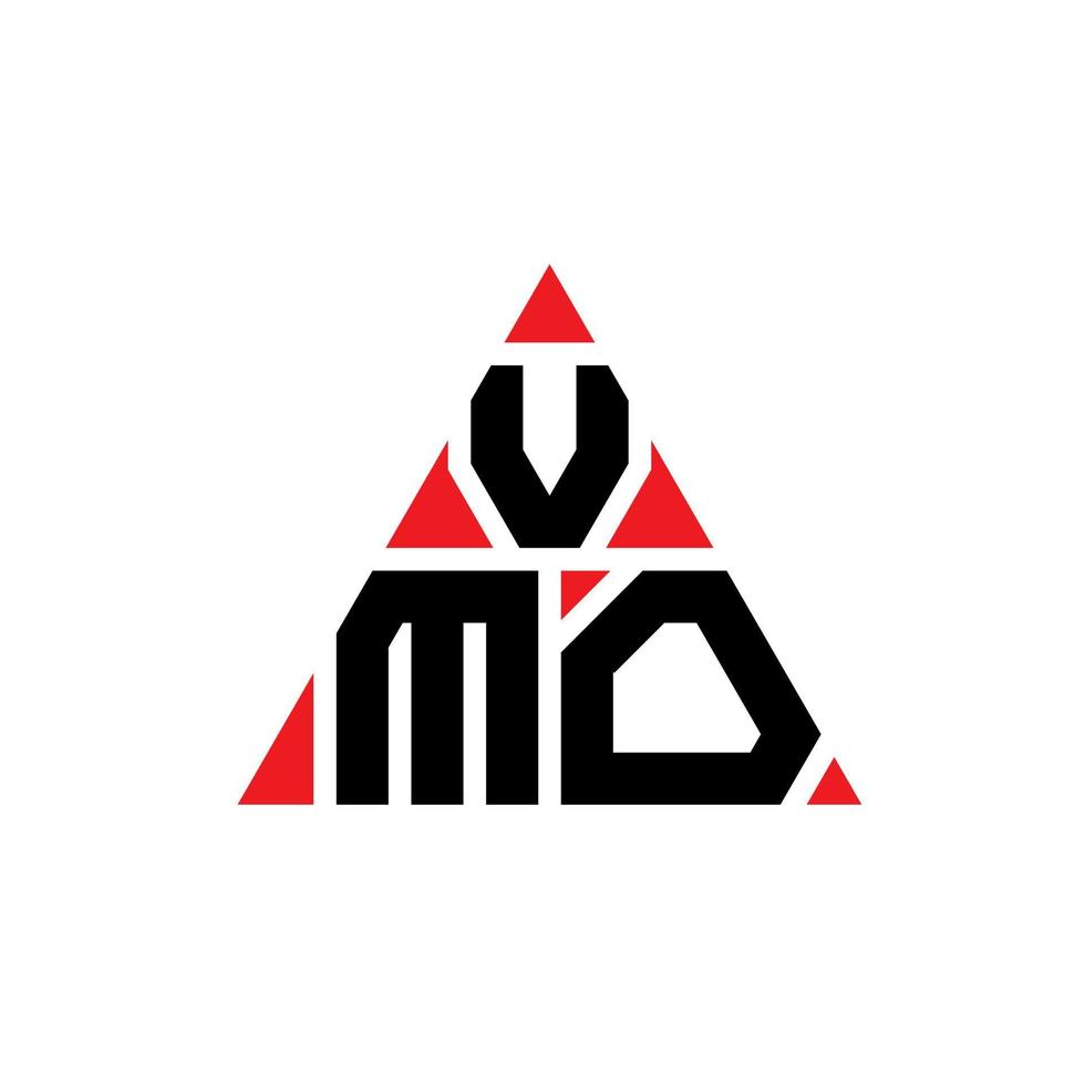 vmo triangel bokstavslogotypdesign med triangelform. vmo triangel logotyp design monogram. vmo triangel vektor logotyp mall med röd färg. vmo triangulär logotyp enkel, elegant och lyxig logotyp.