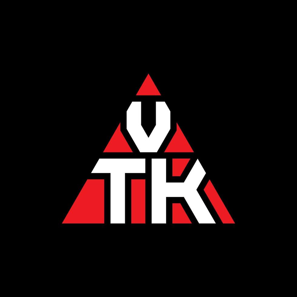 vtk-Dreieck-Buchstaben-Logo-Design mit Dreiecksform. Vtk-Dreieck-Logo-Design-Monogramm. VTK-Dreieck-Vektor-Logo-Vorlage mit roter Farbe. vtk dreieckiges Logo einfaches, elegantes und luxuriöses Logo. vektor