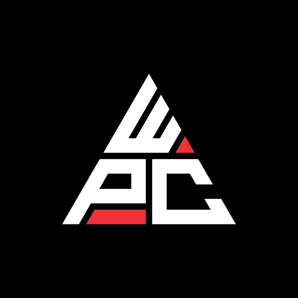 WPC-Dreieck-Buchstaben-Logo-Design mit Dreiecksform. WPC-Dreieck-Logo-Design-Monogramm. WPC-Dreieck-Vektor-Logo-Vorlage mit roter Farbe. wpc dreieckiges logo einfaches, elegantes und luxuriöses logo. vektor