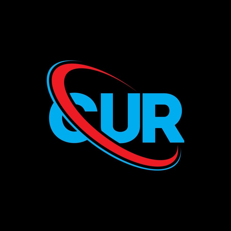 Cur-Logo. Brief schreiben. Cur-Brief-Logo-Design. Initialen-Cur-Logo, verbunden mit Kreis und Monogramm-Logo in Großbuchstaben. cur typografie für technologie-, geschäfts- und immobilienmarke. vektor