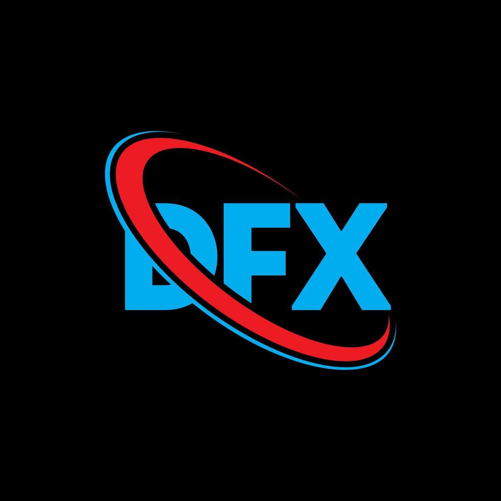 dfx-Logo. dfx-Brief. dfx-Brief-Logo-Design. Initialen-dfx-Logo, verbunden mit Kreis und Monogramm-Logo in Großbuchstaben. dfx-Typografie für Technologie-, Geschäfts- und Immobilienmarken. vektor