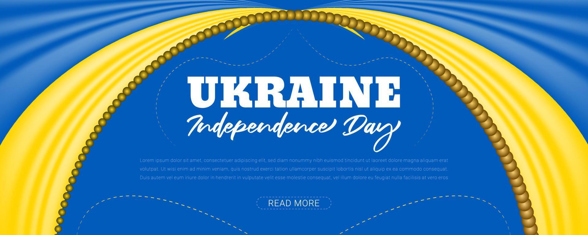 ukrainska självständighetsdagen firande bakgrund med 3d flaggan viftande design vektor