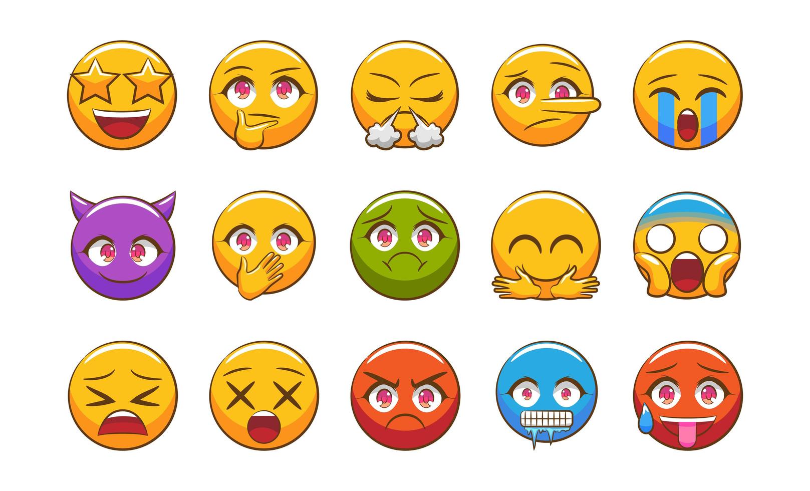 buntes Emoji-Set vektor