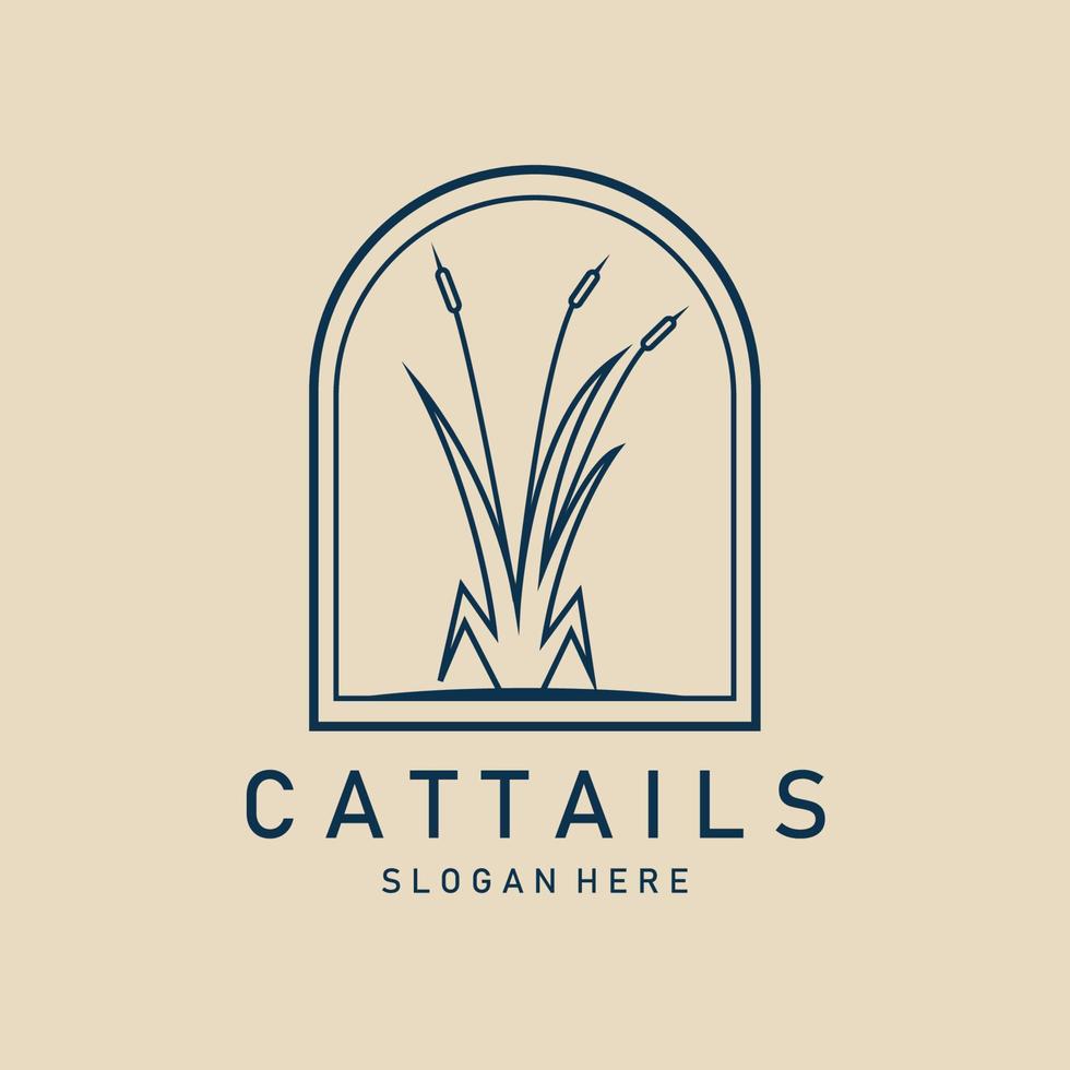 cattails linjekonst logotyp, ikon och symbol, med emblem vektor illustration design
