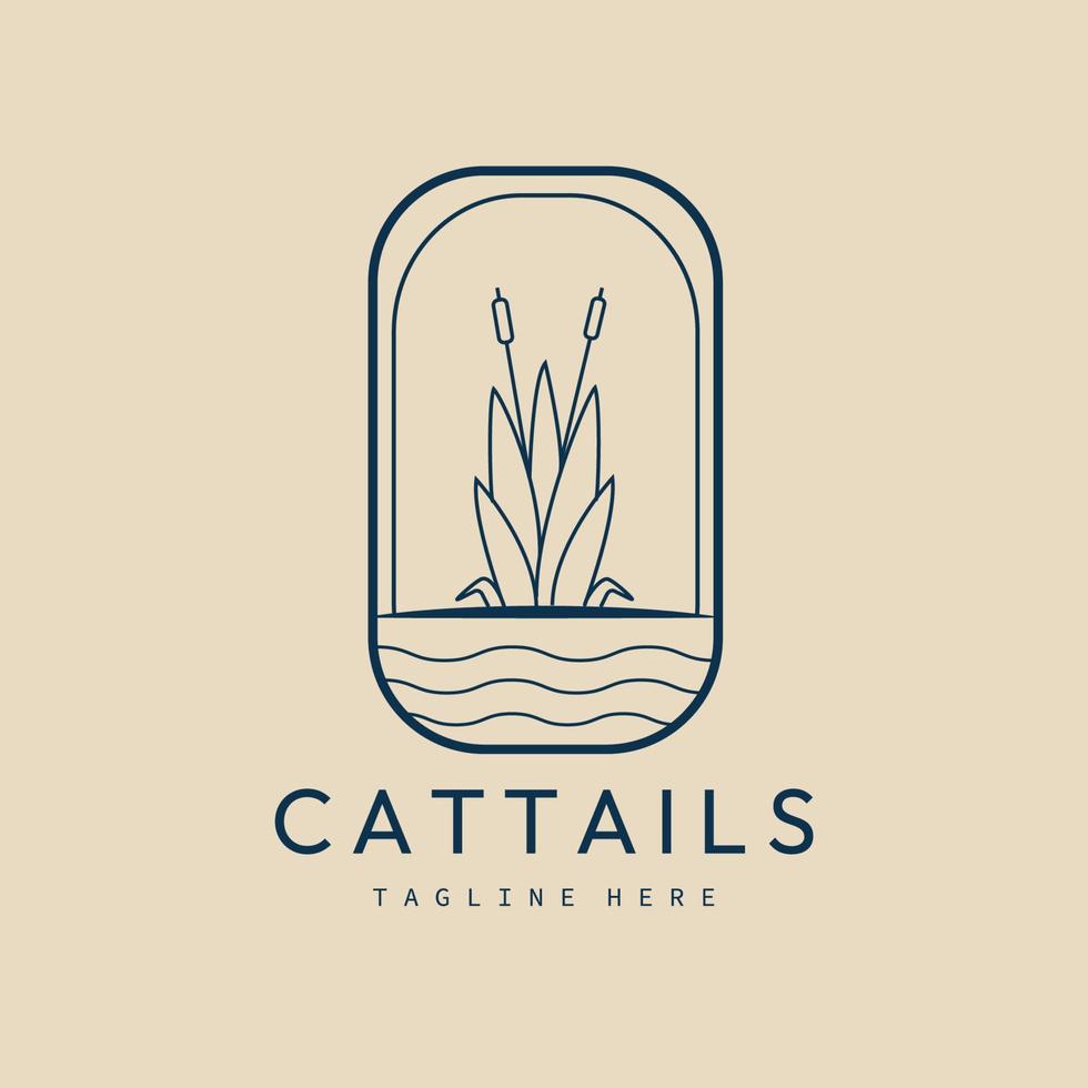 cattails linjekonst logotyp, ikon och symbol, med emblem vektor illustration design