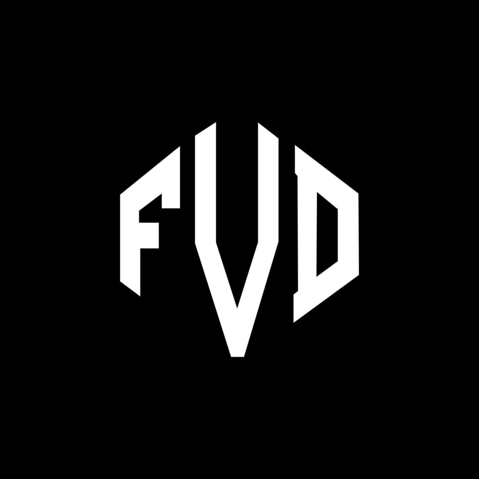 fvd brev logotyp design med polygon form. fvd polygon och kubform logotypdesign. fvd hexagon vektor logotyp mall vita och svarta färger. fvd-monogram, företags- och fastighetslogotyp.