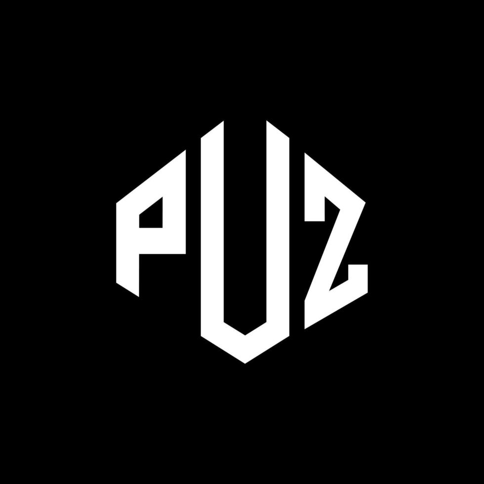 Puz-Brief-Logo-Design mit Polygonform. puz-polygon- und würfelform-logo-design. Puz Sechseck-Vektor-Logo-Vorlage in weißen und schwarzen Farben. puz-monogramm, geschäfts- und immobilienlogo. vektor