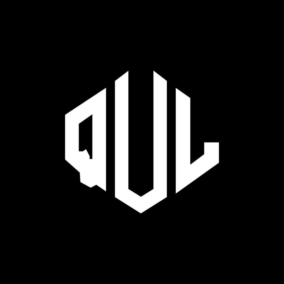 qul letter logotyp design med polygon form. qul polygon och kubform logotypdesign. qul hexagon vektor logotyp mall vita och svarta färger. qul monogram, affärs- och fastighetslogotyp.
