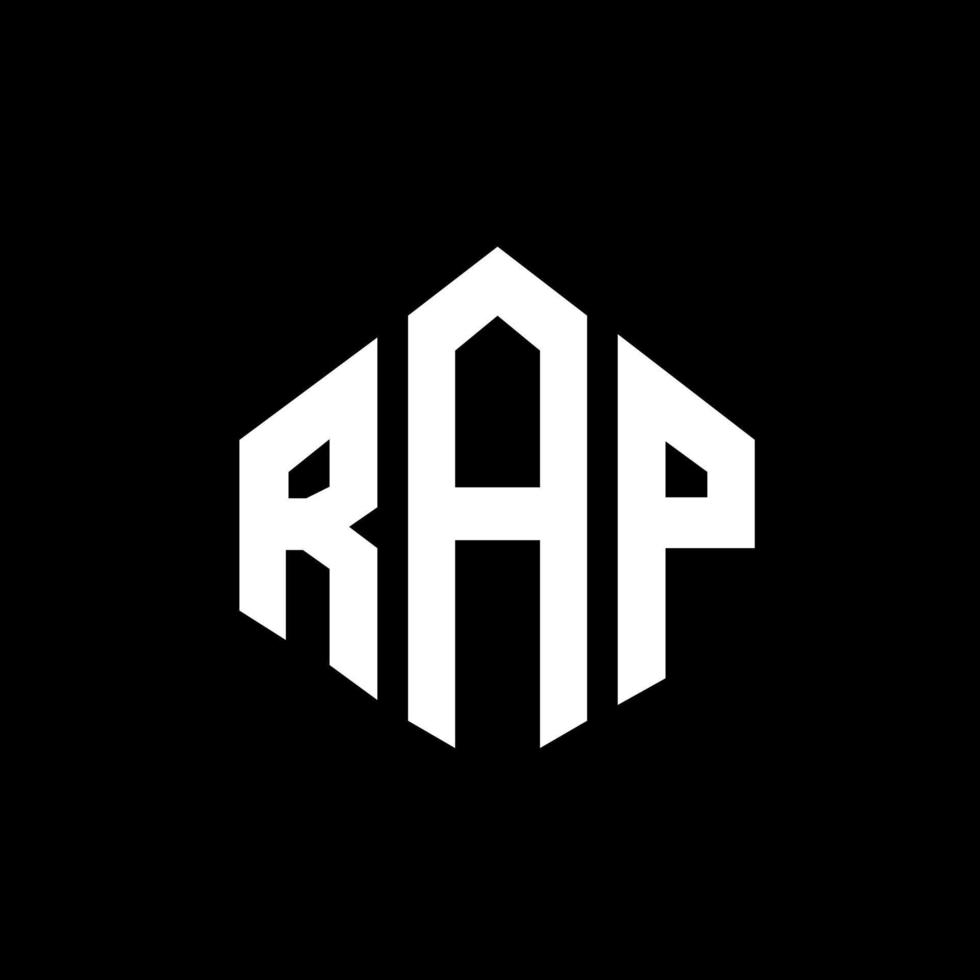 rap letter logotyp design med polygon form. rap polygon och kub form logotyp design. rap hexagon vektor logotyp mall vita och svarta färger. rapmonogram, affärs- och fastighetslogotyp.