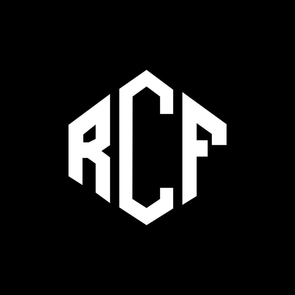 rcf brev logotyp design med polygon form. rcf polygon och kub form logotyp design. rcf hexagon vektor logotyp mall vita och svarta färger. rcf monogram, affärs- och fastighetslogotyp.