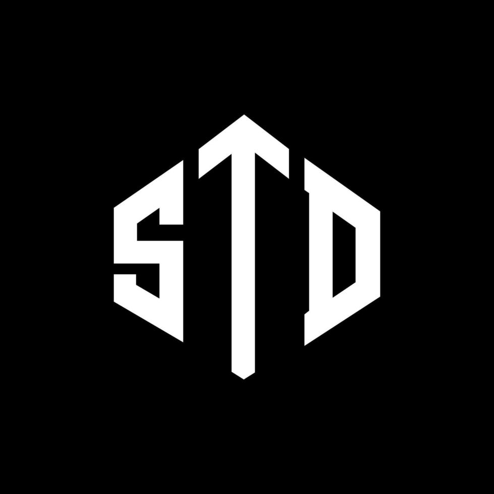 std bokstavslogotypdesign med polygonform. std polygon och kubform logotypdesign. std hexagon vektor logotyp mall vita och svarta färger. standardmonogram, affärs- och fastighetslogotyp.