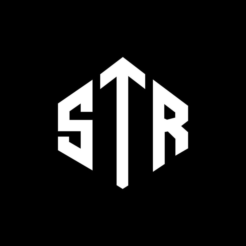 str-Brief-Logo-Design mit Polygonform. str Polygon- und Würfelform-Logo-Design. str Sechseck-Vektor-Logo-Vorlage in weißen und schwarzen Farben. str-monogramm, geschäfts- und immobilienlogo. vektor