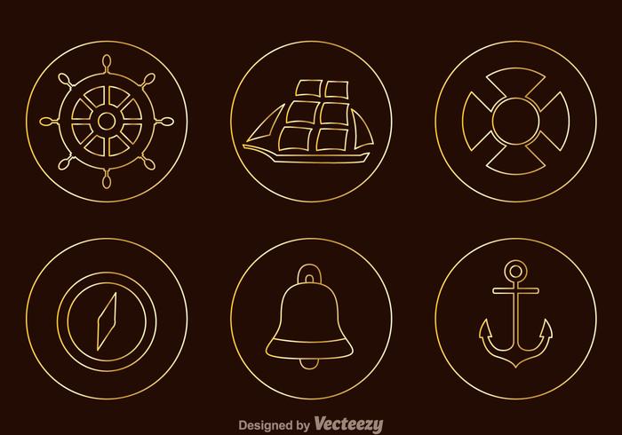 Nautische Zinn Outline Icons vektor