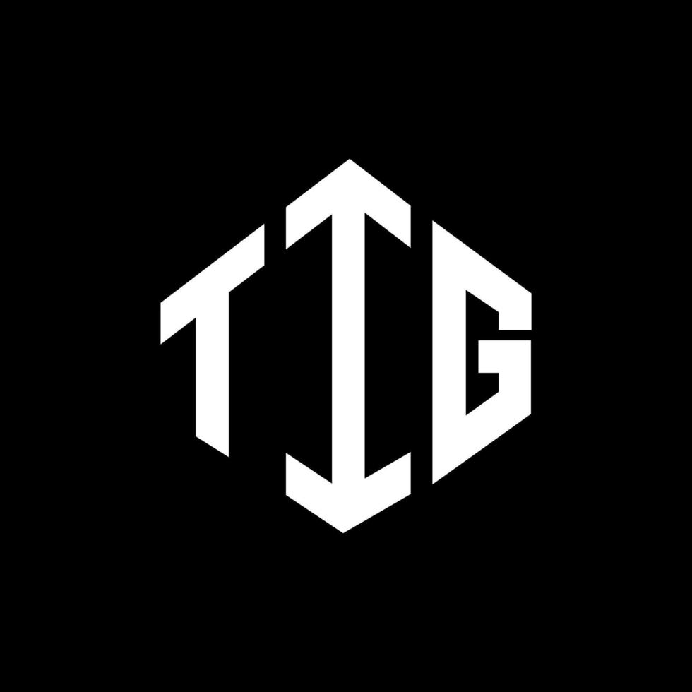 Tig-Brief-Logo-Design mit Polygonform. Tig-Polygon- und Würfelform-Logo-Design. Tig-Sechseck-Vektor-Logo-Vorlage in weißen und schwarzen Farben. tig-monogramm, geschäfts- und immobilienlogo. vektor