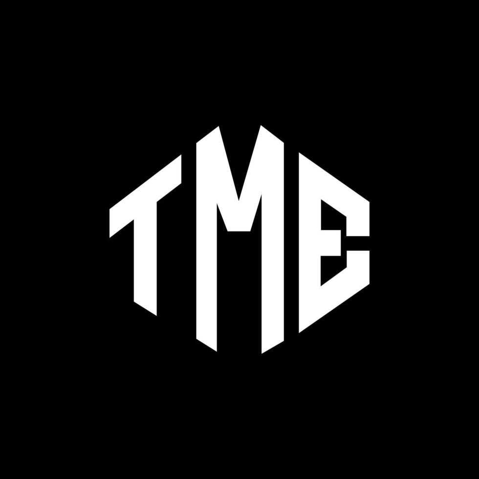 tme-Brief-Logo-Design mit Polygonform. tme-Polygon- und Würfelform-Logo-Design. tme Sechseck-Vektor-Logo-Vorlage in weißen und schwarzen Farben. tme-Monogramm, Geschäfts- und Immobilienlogo. vektor