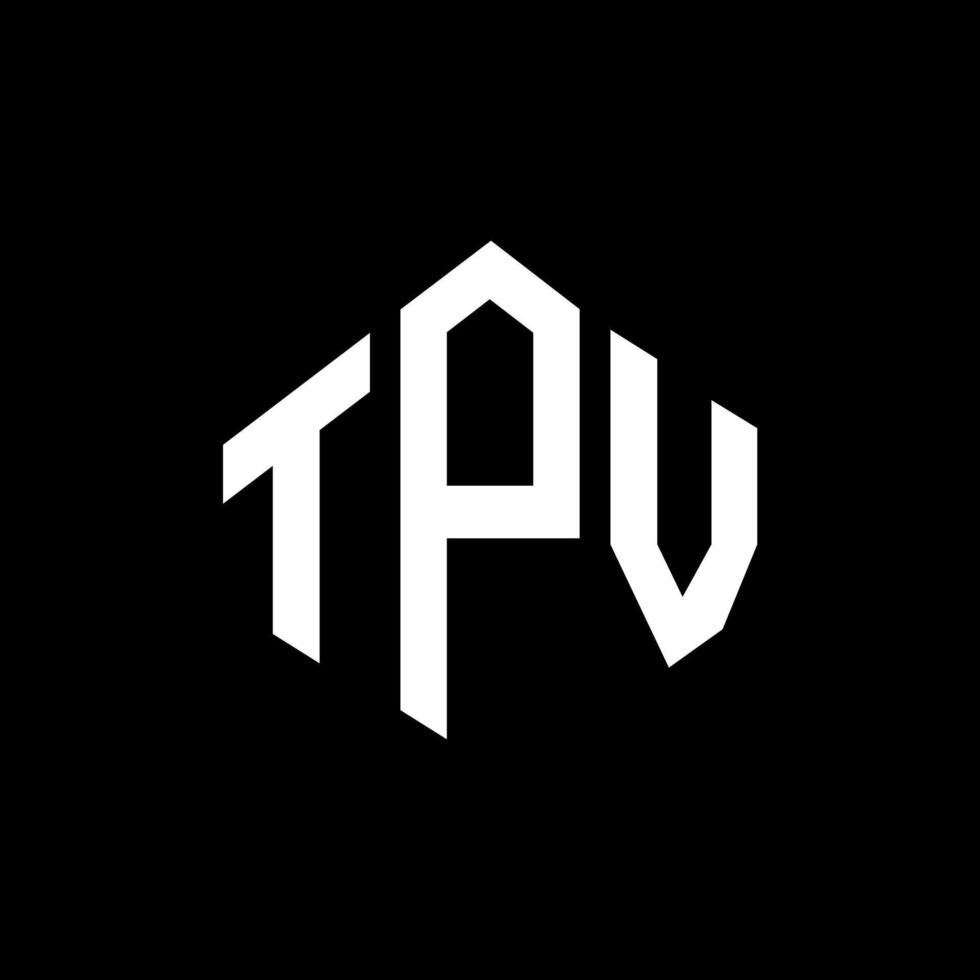 tpv brev logotyp design med polygon form. tpv polygon och kub form logotyp design. tpv hexagon vektor logotyp mall vita och svarta färger. tpv-monogram, affärs- och fastighetslogotyp.